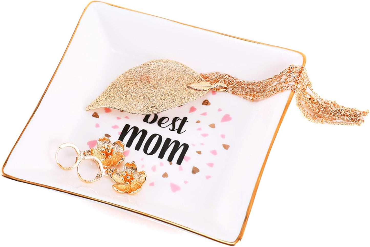Ceramic Ring Dish Decorative Jewelry Tray - Best MOM, Birthday Day, Mothers Day, Christmas Day Gifts for Mother C2244