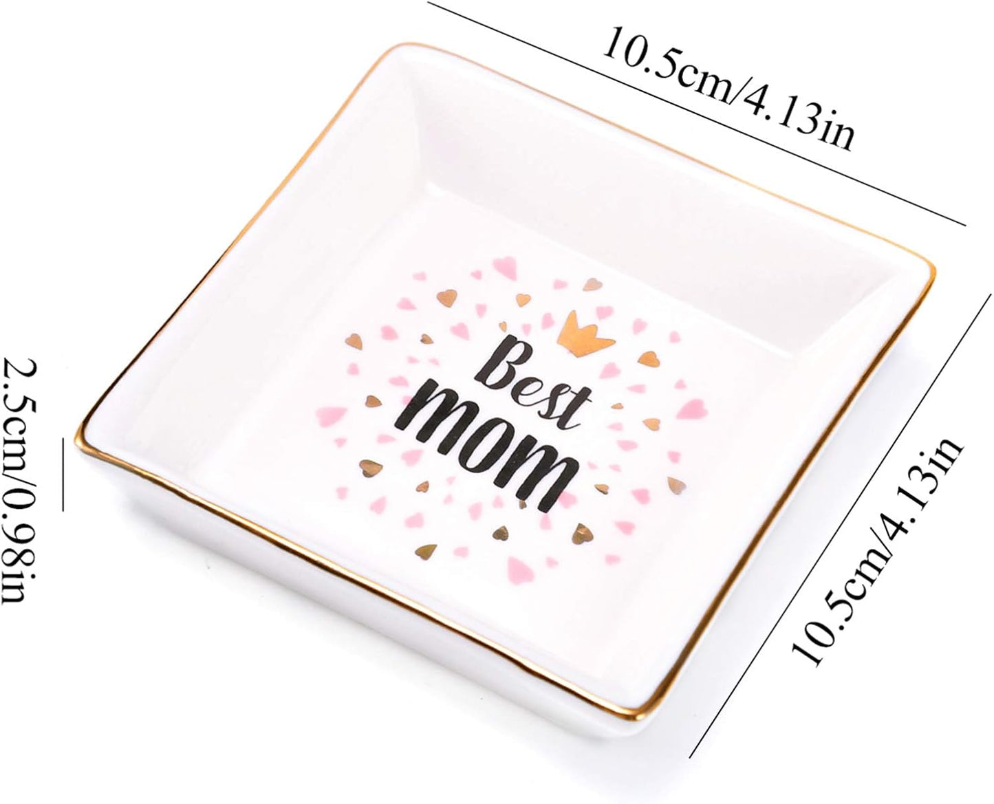 Ceramic Ring Dish Decorative Jewelry Tray - Best MOM, Birthday Day, Mothers Day, Christmas Day Gifts for Mother C2244
