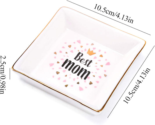 Ceramic Ring Dish Decorative Jewelry Tray - Best MOM, Birthday Day, Mothers Day, Christmas Day Gifts for Mother C2244