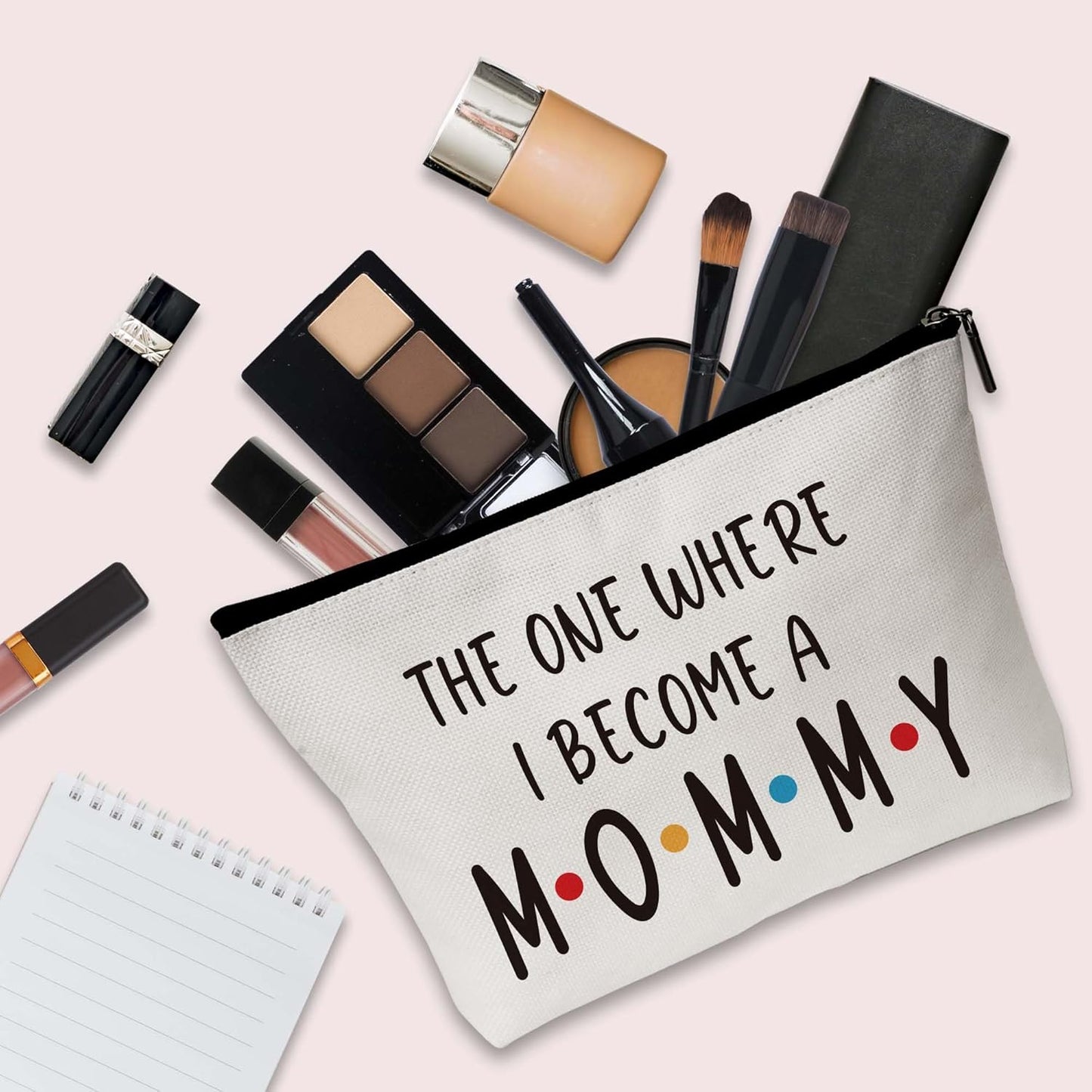 New Mom Makeup Bag, Pregnancy Gifts for First Time Moms, New Mom Gifts for Women, Cosmetic Bag for Pregnant Friend on Birthday Mothers Day Thanksgiving Christmas - A09