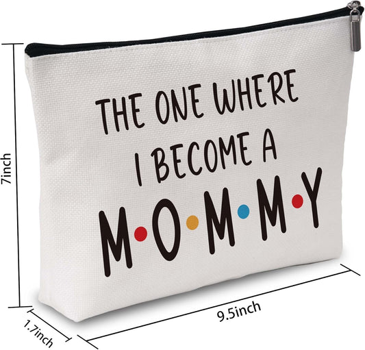 New Mom Makeup Bag, Pregnancy Gifts for First Time Moms, New Mom Gifts for Women, Cosmetic Bag for Pregnant Friend on Birthday Mothers Day Thanksgiving Christmas - A09